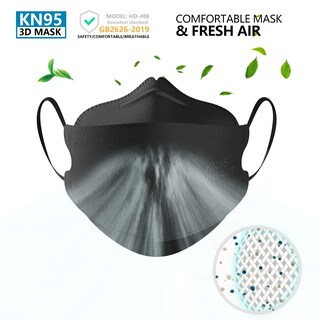 Foto 5 | Foto 5 | Mascarillas Faciales Kn95 Kimars Paquete De 50 Unidades Transpirables Y Desechables Negras - Venta Internacional.
