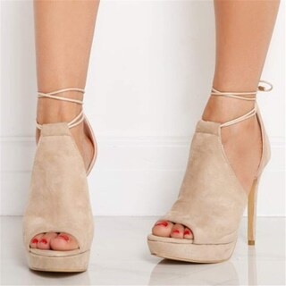 Foto 3 | Foto 3 | Sandalias De Tacón Con Plataforma Para Mujer  Piel Sintética Y Gamuza  Con Cordones - Venta Internacional.