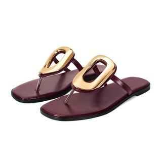 Foto 1 | Foto 1 | Sandalias Tipo Tanga Wnshonzy Para Mujer Planas Color Burdeos - Venta Internacional.