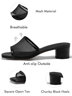Foto 4 | Foto 4 | Sandalias Slide Coutgo De Malla Con Tacón Grueso Para Mujer Color Negro 8 - Venta Internacional.