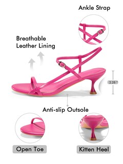 Foto 4 | Foto 4 | Sandals Coutgo Para Mujer  Tacón De Gatito  Puntera Abierta  Rosa Intenso - Venta Internacional.