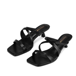 Foto 1 | Foto 1 | Sandalias De Tacón Isnom Negras Para Mujer De Tacón Bajo Con Tiras Negras - Venta Internacional.