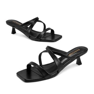 Foto 2 | Foto 2 | Sandalias De Tacón Isnom Negras Para Mujer De Tacón Bajo Con Tiras Negras - Venta Internacional.