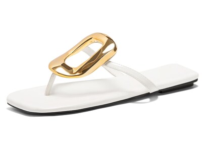 Foto 1 | Foto 1 | Sandalias Planas Coutgo Para Mujer Zapatos De Playa De Verano Color Blanco Talla 9.5 - Venta Internacional.