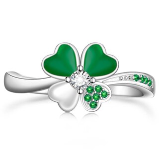 Foto 1 | Foto 1 | Anillo Talonior Shamrock Con Trébol De 4 Hojas Para El Día De San Patricio Plateado - Venta Internacional.