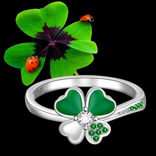 Foto 4 | Foto 4 | Anillo Talonior Shamrock Con Trébol De 4 Hojas Para El Día De San Patricio Plateado - Venta Internacional.