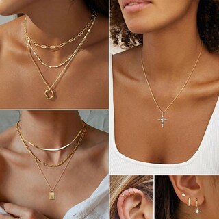Foto 2 | Foto 2 | Set De Joyas Kiss Wife Chapado En Oro Para Mujer Con Collares Y Más - Venta Internacional.