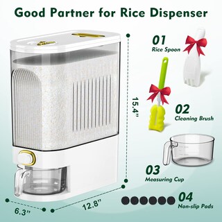 Foto 6 | Foto 6 | Dispensador De Arroz Lenwi  10 Kg  Grande  Para Almacenar Alimentos Secos  Color Blanco - Venta Internacional.