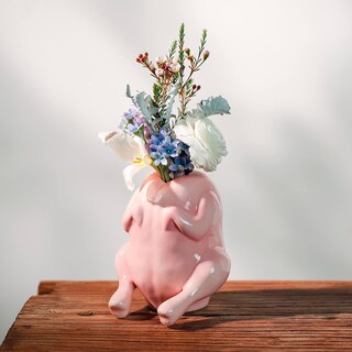 Foto 4 | Foto 4 | Jarrón De Cerámica Saang & Jat Con Forma De Pavo Rosa Divertida Decoración De Acción De Gracias - Venta Internacional.