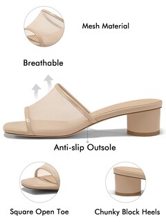 Foto 4 | Foto 4 | Mules Slide Sandals Coutgo Mesh Con Tacón Grueso Para Mujer - Venta Internacional.