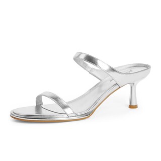 Foto 1 | Foto 1 | Sandalias Modatope Con Tacón De Gatito De Dos Correas Plateadas Para Mujer 7.5 - Venta Internacional.