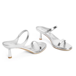 Foto 3 | Foto 3 | Sandalias Modatope Con Tacón De Gatito De Dos Correas Plateadas Para Mujer 7.5 - Venta Internacional.