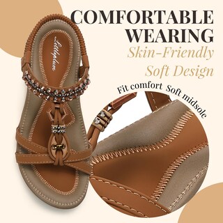 Foto 4 | Foto 4 | Sandalias Planas Littleplum Para Mujer Con Soporte En Arco Color Marrón Talla 8.5 - Venta Internacional.