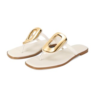 Foto 1 | Foto 1 | Sandalias Tipo Tanga Wnshonzy Para Mujer Planas De Piel Blanca - Venta Internacional.