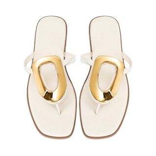 Foto 3 | Foto 3 | Sandalias Tipo Tanga Wnshonzy Para Mujer Planas De Piel Blanca - Venta Internacional.
