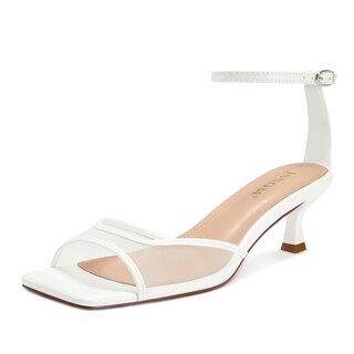 Foto 1 | Foto 1 | Sandalias De Vestir Isnom Kitten Heels Mesh Para Mujer Color Blanco Talla 8 - Venta Internacional.