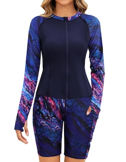 Foto 2 | Foto 2 | Traje De Baño Arolina Rash Guard Para Mujer Con Pantalones Cortos Morados 2xl - Venta Internacional.