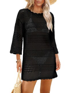 Foto 1 | Foto 1 | Traje De Baño Con Capucha Sampeel Vestido Negro De Ganchillo Para Mujer - Venta Internacional.