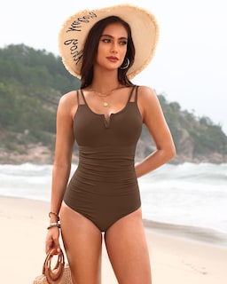 Foto 3 | Foto 3 | Traje De Baño De Una Pieza Yonique Tummy Control V Wired Brown - Venta Internacional.