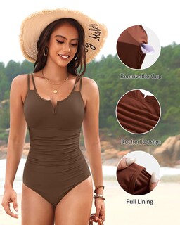 Foto 5 | Foto 5 | Traje De Baño De Una Pieza Yonique Tummy Control V Wired Brown - Venta Internacional.