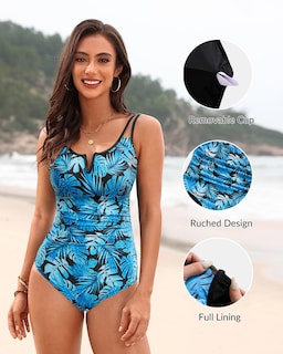 Foto 3 | Foto 3 | Traje De Baño De Una Pieza Yonique Tummy Control V Wired Blue S - Venta Internacional.