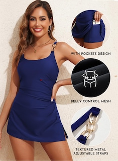 Foto 2 | Foto 2 | Vestido De Baño Aleumdr 2025 Para Mujer Azul Xxl Con Control De Barriga - Venta Internacional.