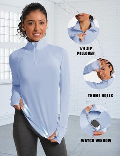 Foto 5 | Foto 5 | Camiseta Ieccp Workout Para Mujer Protección Solar 1/4 Con Cremallera Azul - Venta Internacional.