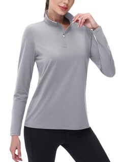 Foto 1 | Foto 1 | Camiseta Magcomsen Con Cremallera 1/4 Upf 50+ Para Mujer Color Gris Talla S - Venta Internacional.