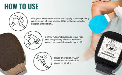 Foto 6 | Foto 6 | Guantes Exfoliantes Para Baño Turco Con Cara Y Cuerpo De Elefante Natural Paquete De 5/10 - Venta Internacional.