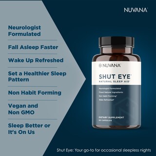 Foto 5 | Foto 5 | Suplemento Para Dormir Nuvana Shut Eye 5 Mg De Melatonina 60 Cápsulas - Venta Internacional.