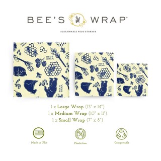 Foto 2 | Foto 2 | Cera De Abejas Reutilizable Food Wraps Bee's Wrap Paquete De 3 Unidades - Venta Internacional.