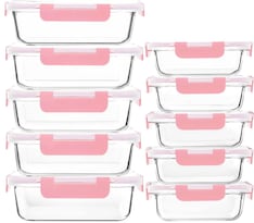 Recipientes De Vidrio M Mcirco Para Preparación De Comidas Paquete De 10 Color Rosa - Venta Internacional.