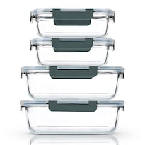 Recipientes De Almacenamiento De Alimentos M Mcirco Glass 2260 Ml Y 1040 Ml  4 Unidades - Venta Internacional.