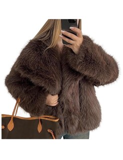 Foto 1 | Foto 1 | Abrigo De Piel Sintética Shiyifa Fluffy Chaqueta Para Mujer Color Marrón Talla S - Venta Internacional.