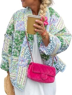 Foto 1 | Foto 1 | Chaqueta Eisctnd Para Mujer Con Estampado Floral Acolchada Color Verde Talla S - Venta Internacional.