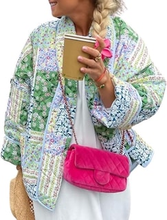 Foto 2 | Foto 2 | Chaqueta Eisctnd Para Mujer Con Estampado Floral Acolchada Color Verde Talla S - Venta Internacional.