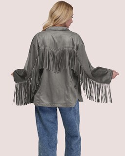 Foto 6 | Foto 6 | Chaqueta Locachy De Gamuza Sintética Con Flecos Para Mujer Vintage Gris Talla Xl - Venta Internacional.