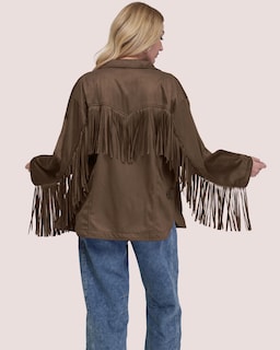 Foto 6 | Foto 6 | Chaqueta Locachy De Gamuza Sintética Con Flecos Para Mujer Color Café Vintage - Venta Internacional.
