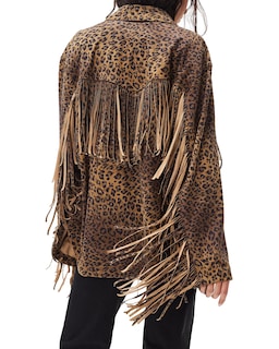 Foto 1 | Foto 1 | Chaqueta Locachy De Gamuza Sintética Con Flecos Para Mujer Estilo Vintage Diseño Leopard Xl - Venta Internacional.