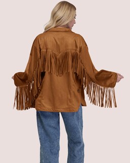 Foto 6 | Foto 6 | Chaqueta Locachy De Gamuza Sintética Con Flecos Para Mujer Vintage Caqui Talla M - Venta Internacional.