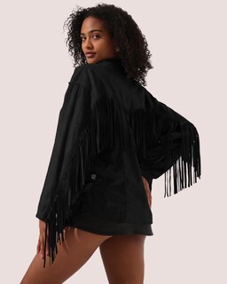 Foto 2 | Foto 2 | Chaqueta Locachy De Gamuza Sintética Con Flecos Para Mujer Vintage Negra S - Venta Internacional.