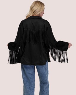 Foto 6 | Foto 6 | Chaqueta Locachy De Gamuza Sintética Con Flecos Para Mujer Vintage Negra S - Venta Internacional.