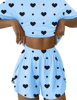 Conjunto De Pijama Kistore Para Mujer De Verano Dos Piezas Corto Azul Y Negro - Venta Internacional.