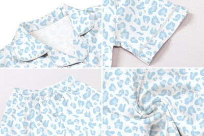 Foto 7 | Foto 7 | Conjunto De Pijama Umeyda Para Mujer De Manga Corta Y Pantalones Azul Satinado M - Venta Internacional.