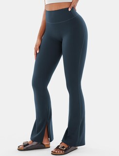 Foto 2 | Foto 2 | Leggins Voyjoy Para Mujer Dobladillo Dividido Cintura Alta Acampanados Azul Y Verde - Venta Internacional.