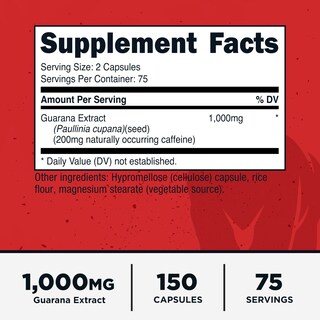 Foto 2 | Foto 2 | Suplemento Primal Guaraná 150 Cápsulas De 1000 Mg Con 200 Mg De Cafeína - Venta Internacional.