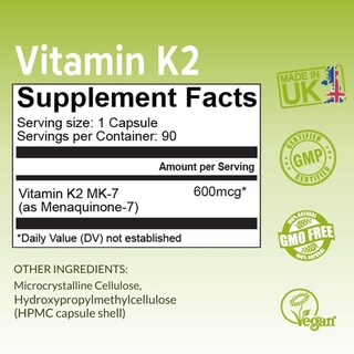 Foto 4 | Foto 4 | Suplemento Vitamínico Nutrizing K2 Mk-7 600 Mcg 90 Cápsulas Veganas - Venta Internacional.