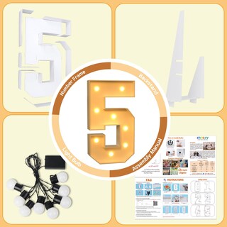 Foto 4 | Foto 4 | Bloque Con Números Iluminados Para Marquesina Impresión 91 Cm Mosaico Número 5 - Venta Internacional.
