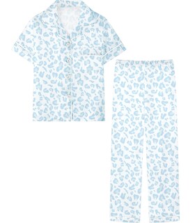 Foto 1 | Foto 1 | Conjunto De Pijama Umeyda De Manga Corta Y Pantalones De Satén Leopard Para Mujer - Venta Internacional.