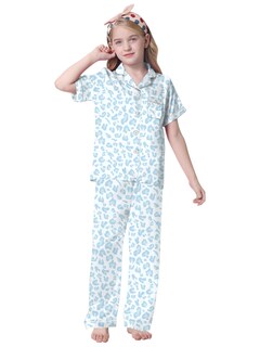 Foto 2 | Foto 2 | Conjunto De Pijama Umeyda De Manga Corta Y Pantalones De Satén Leopard Para Mujer - Venta Internacional.